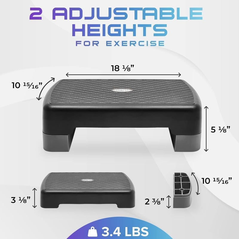Yes4All 18.9" Aerobic Exercise Step Platform with 2 Risers, Adjustable Height Workout Stepper 3" 5.1" for Home Gym - Image 3